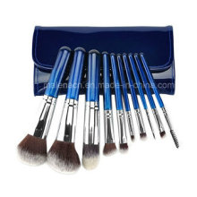 10PCS Travel Cosmetic Makeup Brush with a Shiny Case